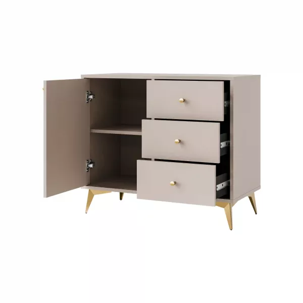 Komoda z szufladami do salonu Sakai 1 1F 3S T814 Beżowy