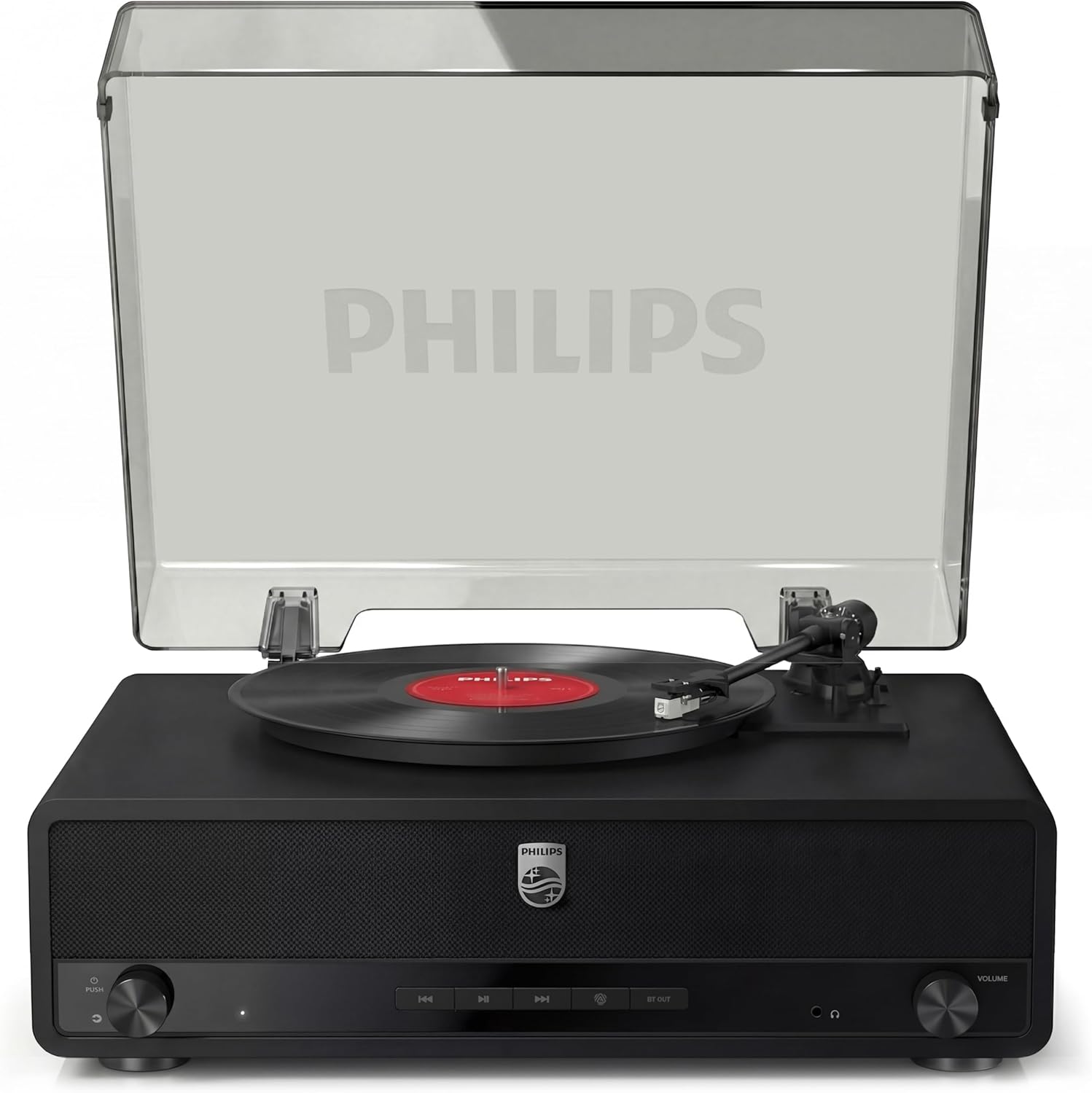 Philips Record Player, All-in-One Bluetooth Turntable with Built-in Speakers, 3-Speed Belt-Drive Vinyl Record Player, Audio-Technica Stylus, Wireless Streaming in & Out, RCA/AUX/Headphone, Auto-Stop