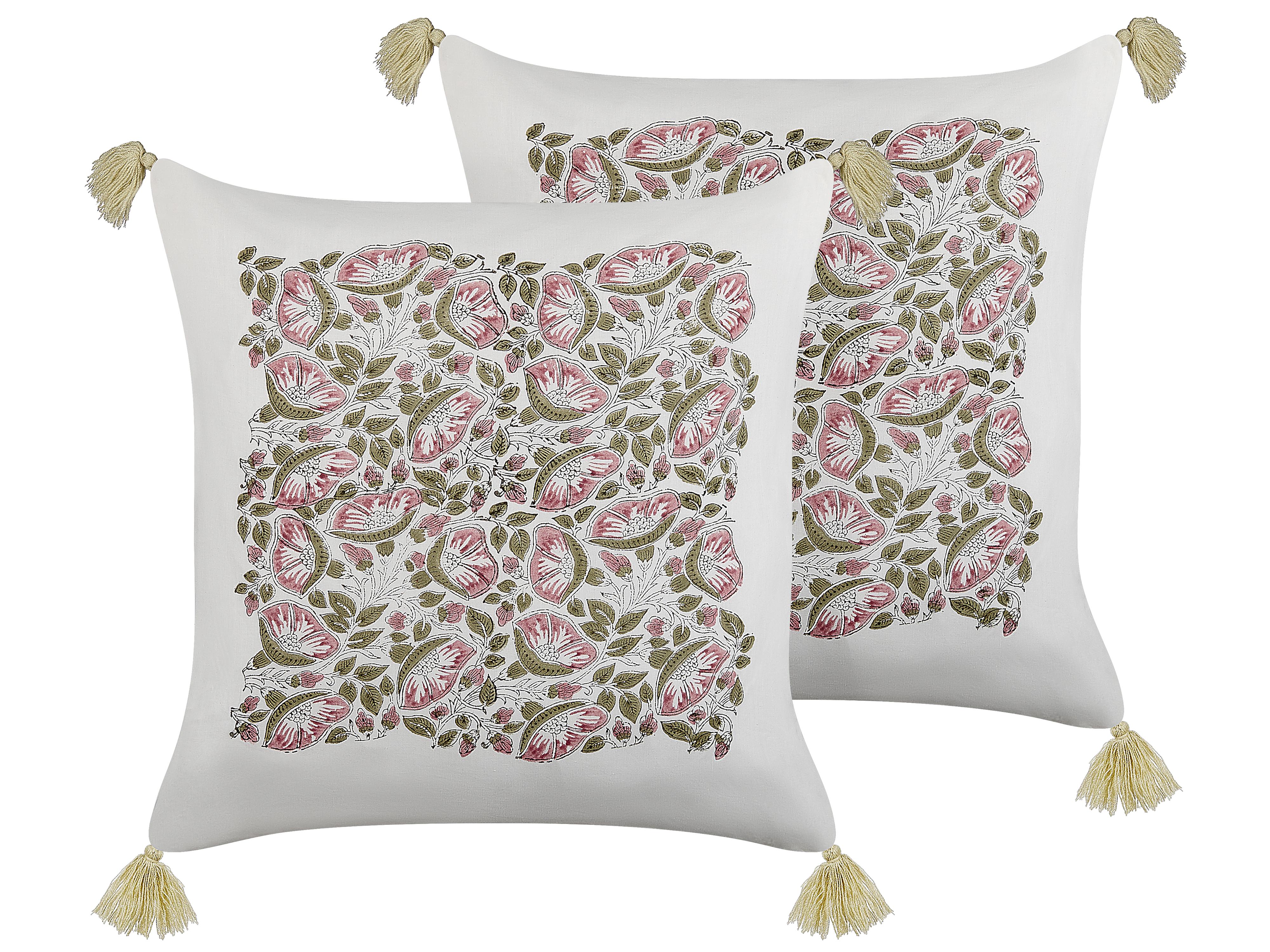 Throw Cushion CARISSA Cotton 45 x 45 cm Multicolour Floral Pattern