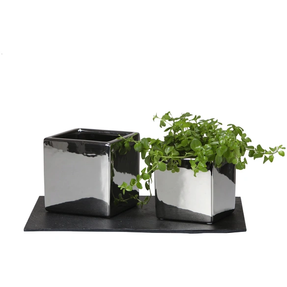 Übertopf »MIRROR SILVER«, Breite: 13 cm, silberfarben, Keramik