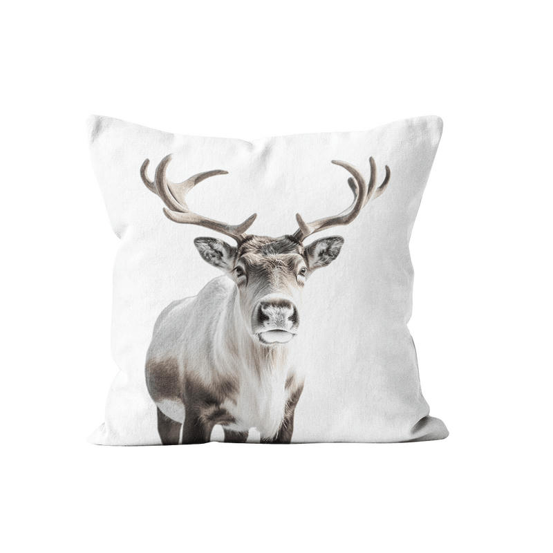 - Coussin déco noel renne velours blanc 40x40cm