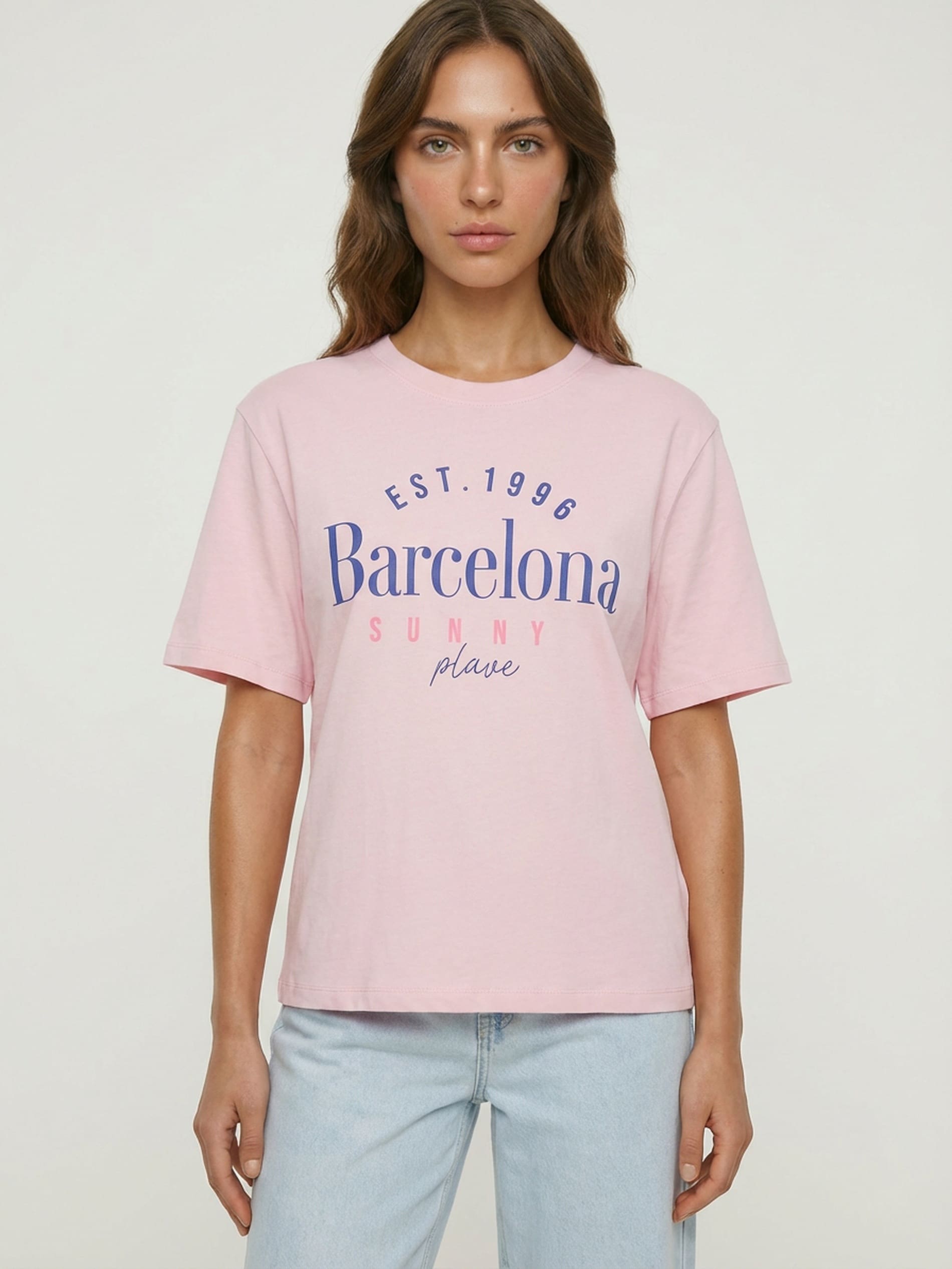Bawełniana koszulka z napisem Barcelona