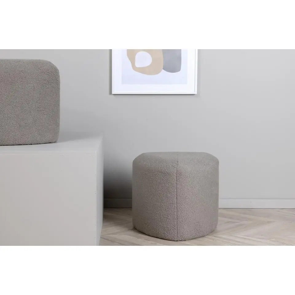 Svea - Troy poef - teddy - grijs