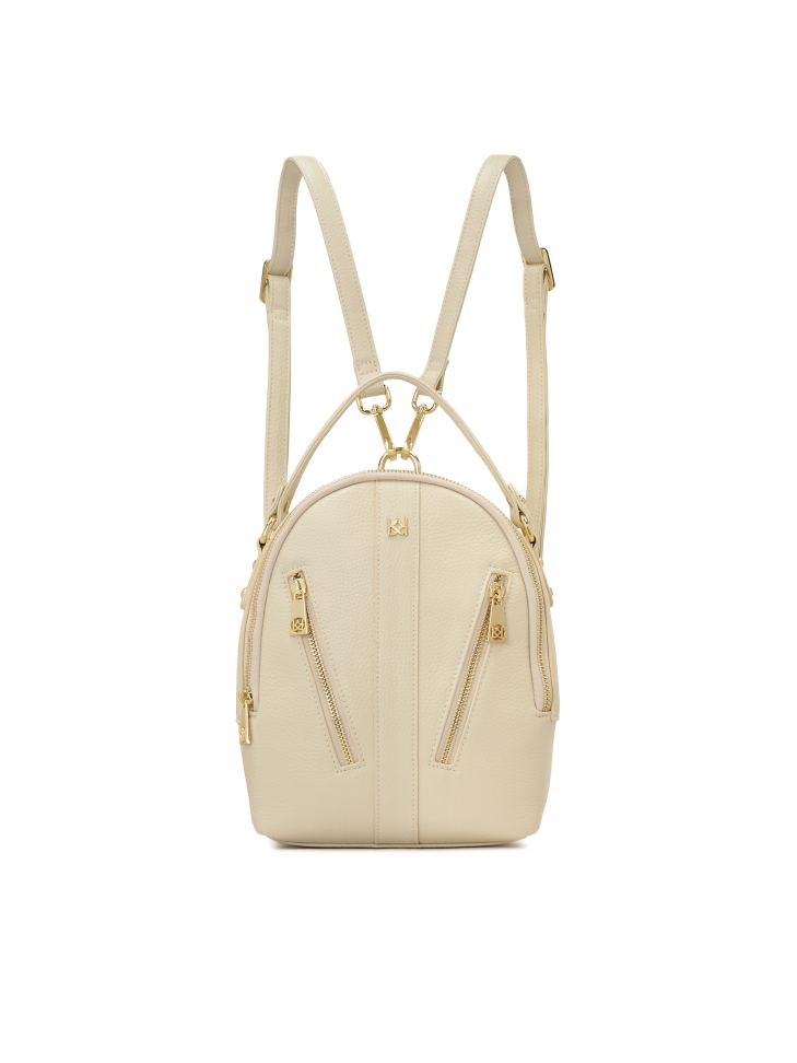 Leather backpack in off-white color