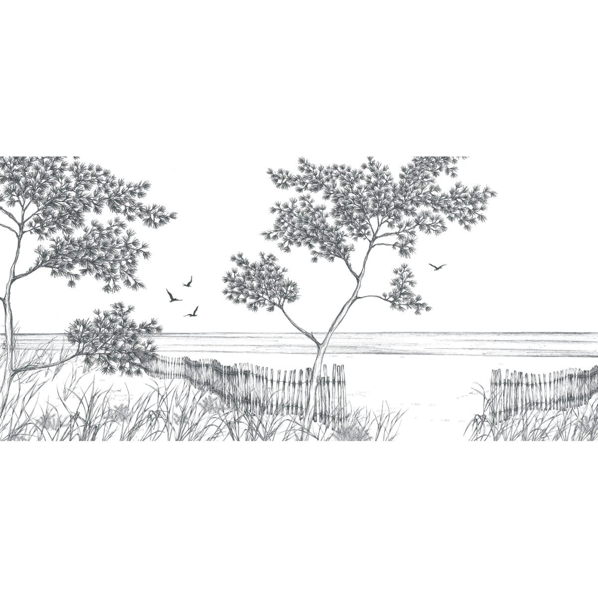 - Papier peint panoramique balade en bord de mer 150 x 250 cm