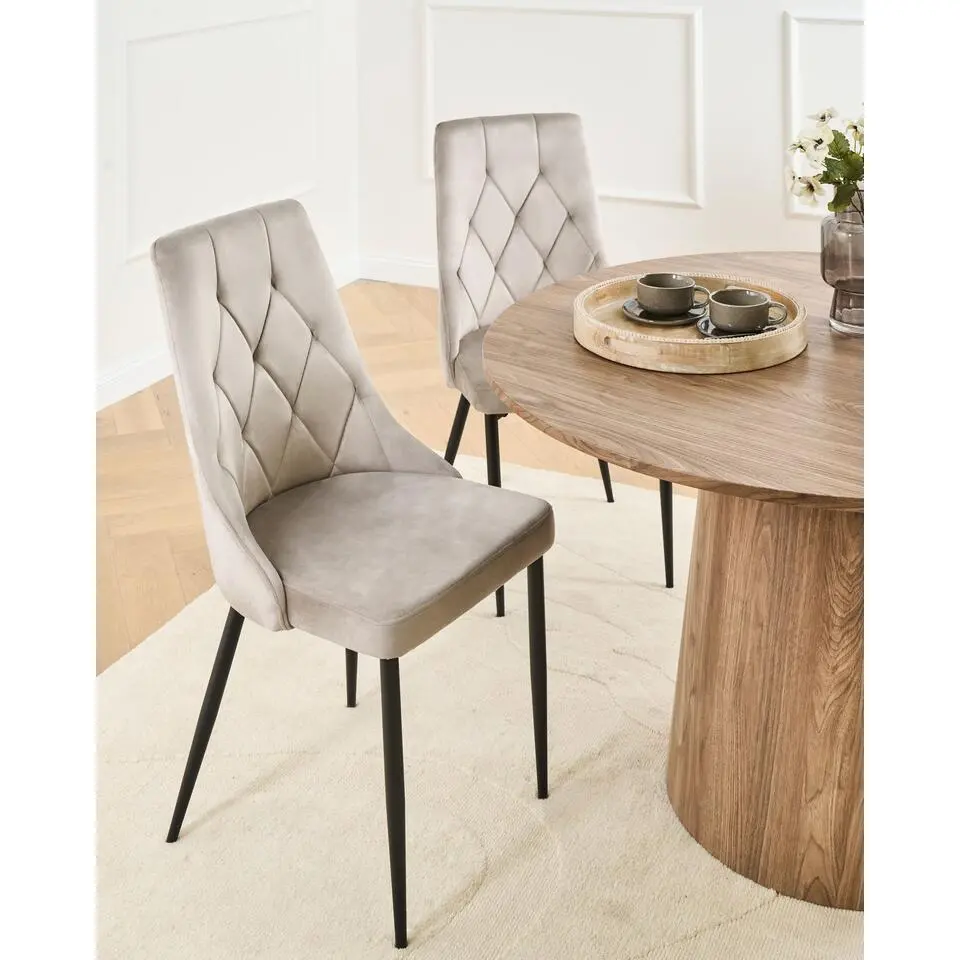 AVENIR - Eetkamerstoel set van 2 - Taupe - Fluweel