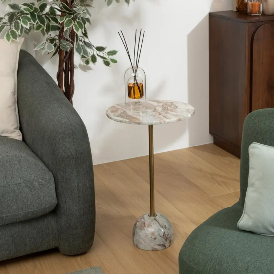 MISOU Marmere Bijzettafel - Bruin Beige