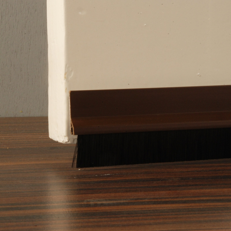 Bas de porte rigide adhésif avec brosse brun 100 cm CONFORTEX