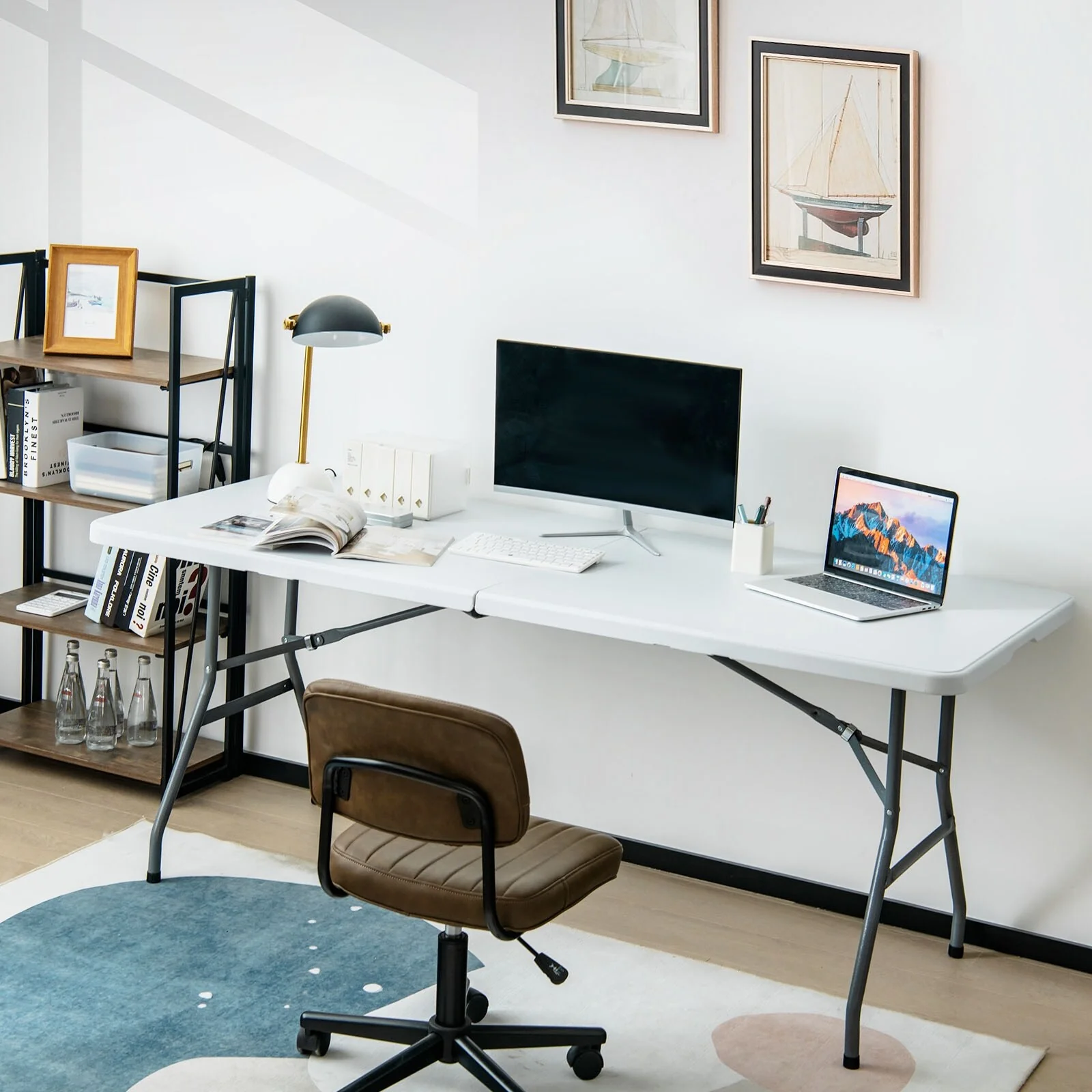 Costway 6' Folding Table Portable Plastic Indoor Party Dining Tables