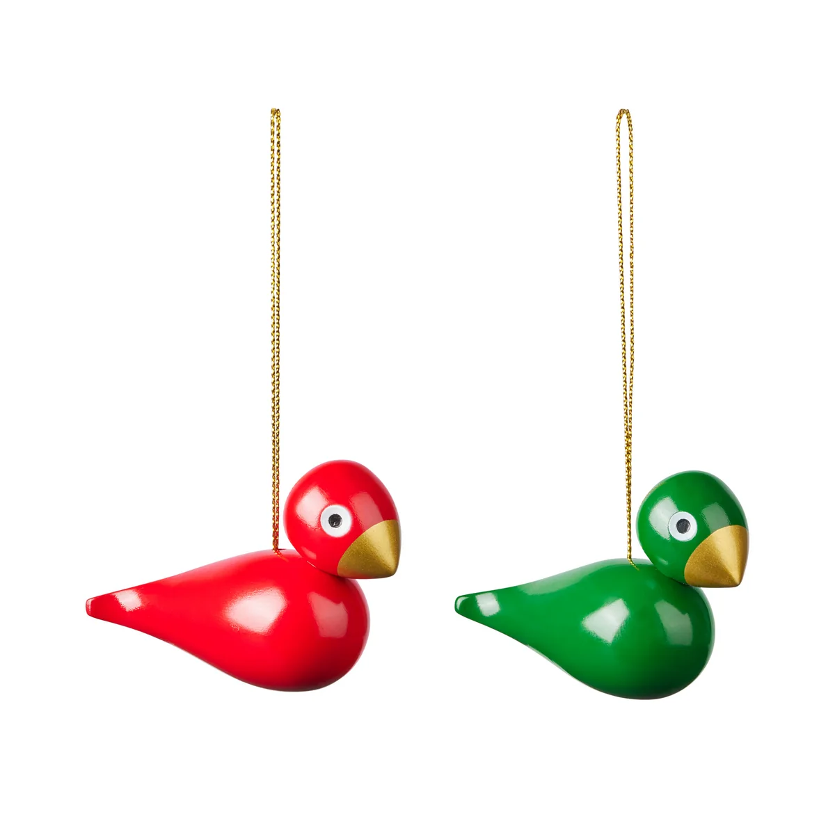 Kay Bojesen - Vogel Weihnachtsschmuck, rot / grün (2er Set)