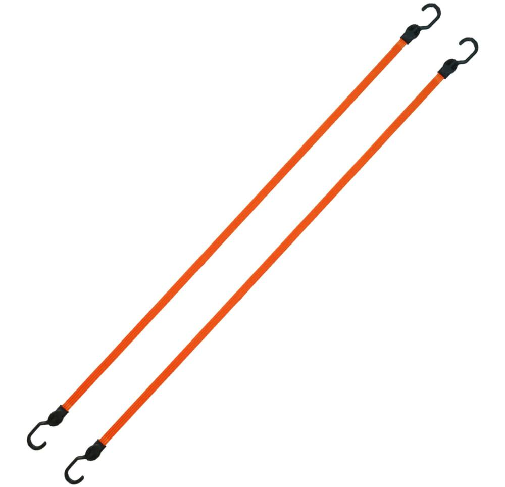 Certified Flat Strap Bungee Cord, with Steel Core Hooks, Assorted Sizes, 2-pk