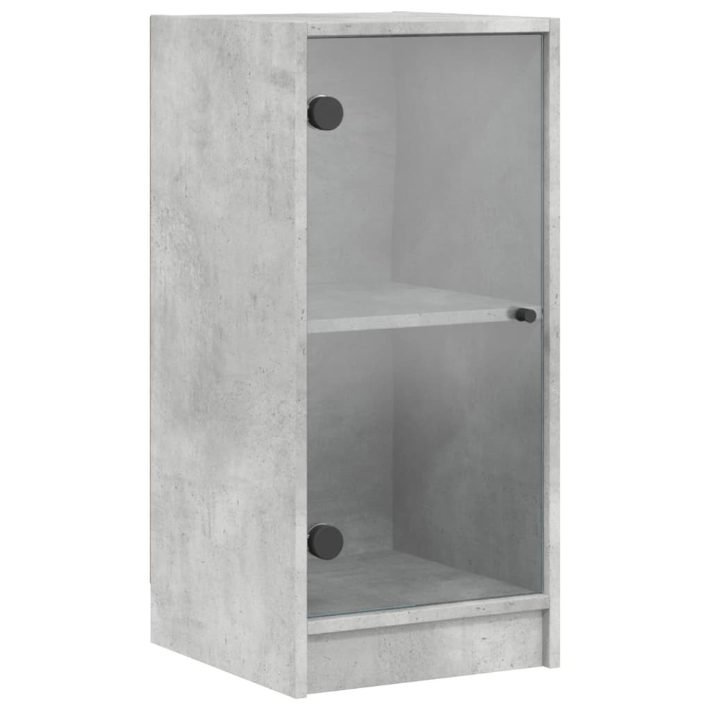 Szafka Szara Beton z Drzwiami Szklanymi 35x37x75.5 cm do Salonu