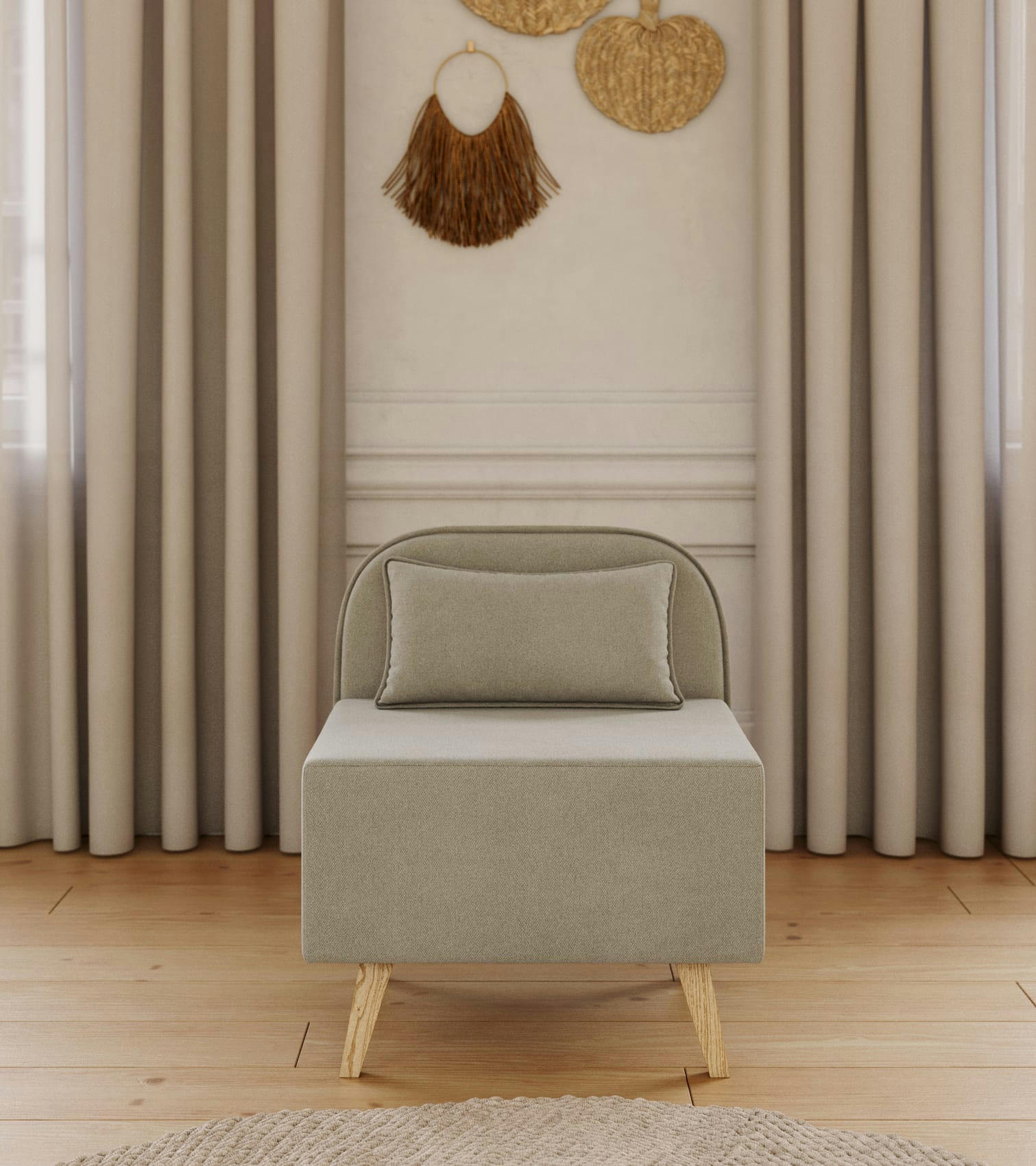 SARAH - Fauteuil  en tissu grège