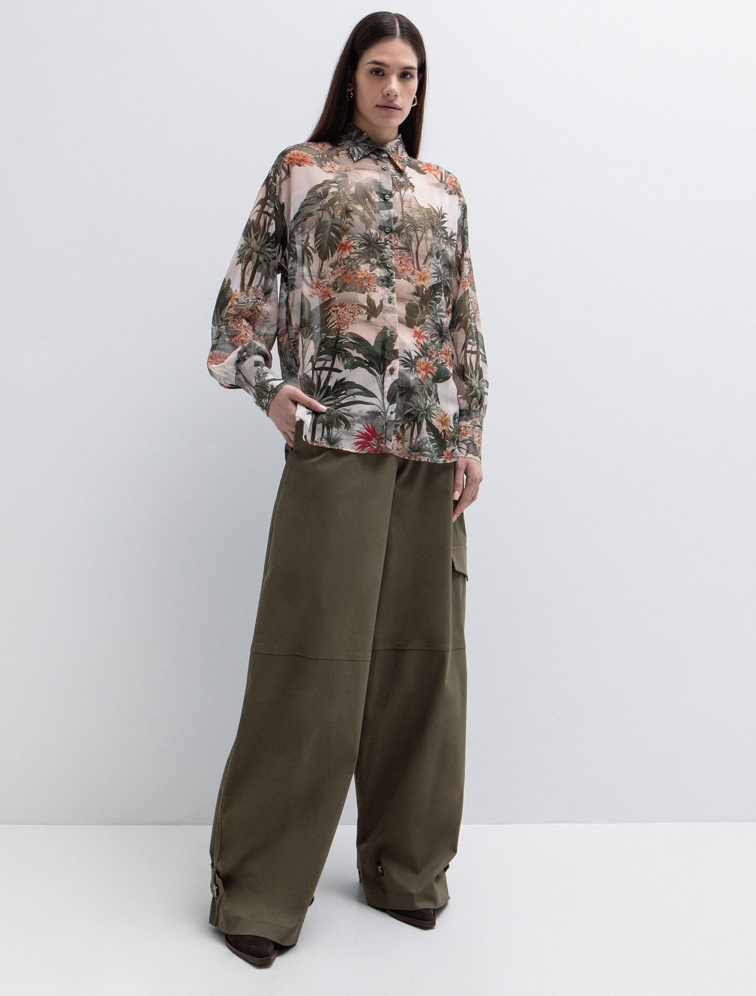 Μακρύ πουκάμισο tropical τύπωμα