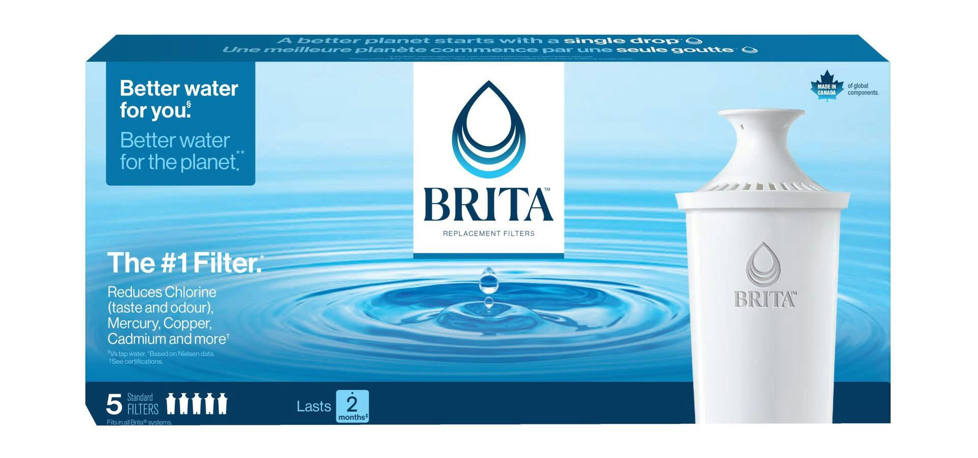 Brita® Advanced Water Pitcher Replacement Filter, BPA Free, 5-pk