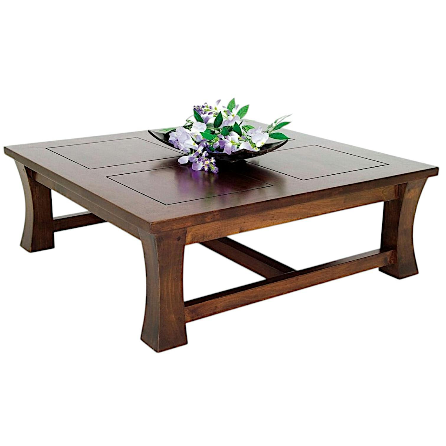 Table basse carrée hévéa 85cm MAORI