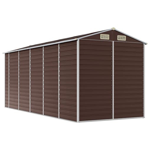 NNEVL Garden Shed Brown 191x470x198 cm Galvanised Steel