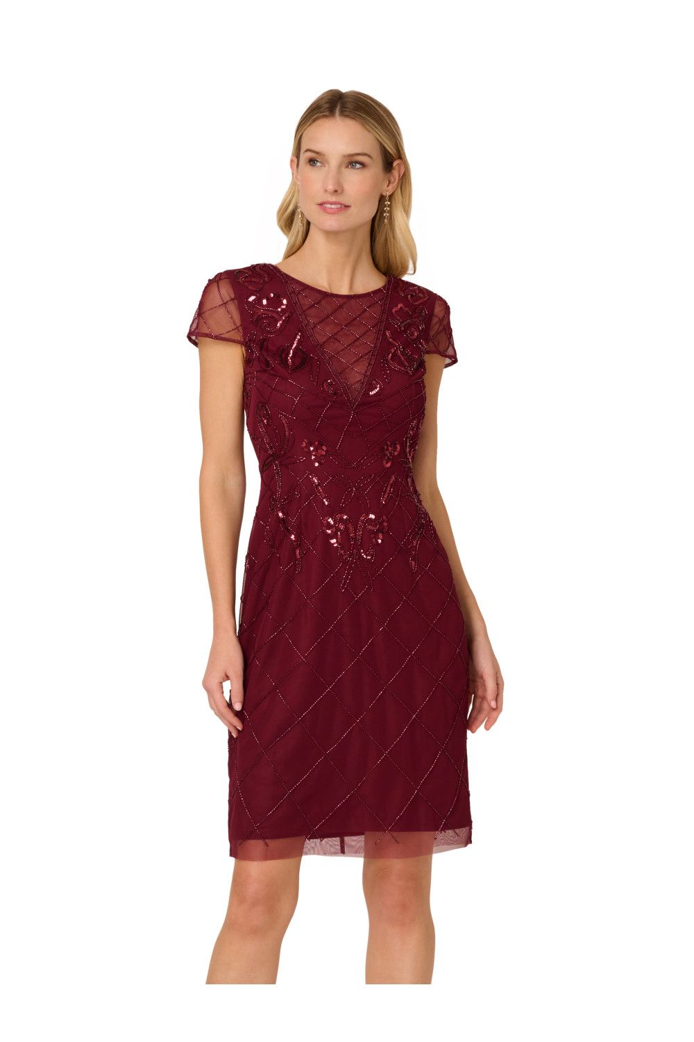 Adrianna Papell Bead Mesh Sheath Dress