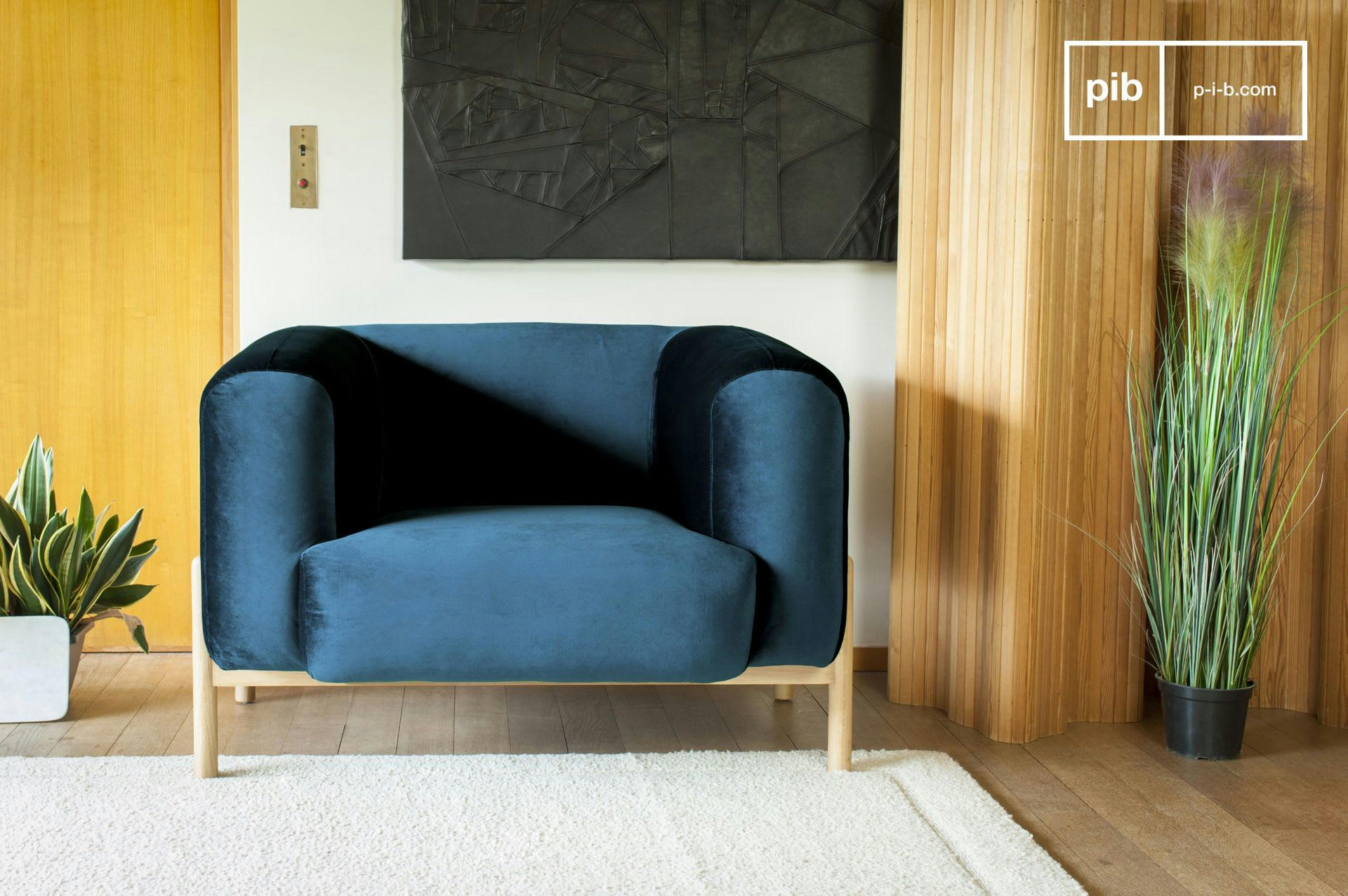 VIELA - Fauteuil en velours bleu