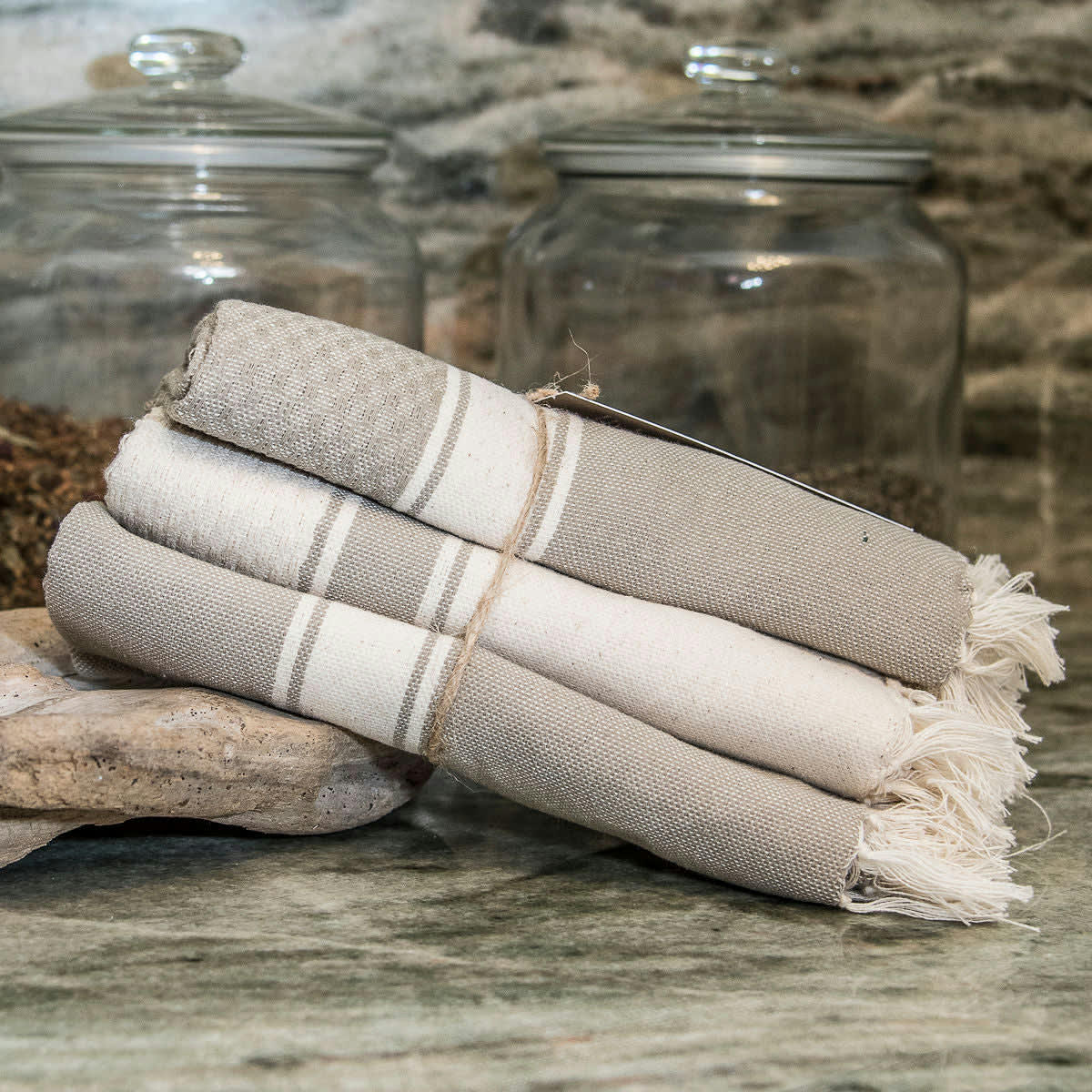 MARSA - Torchons (x3) coton  45x75 taupe