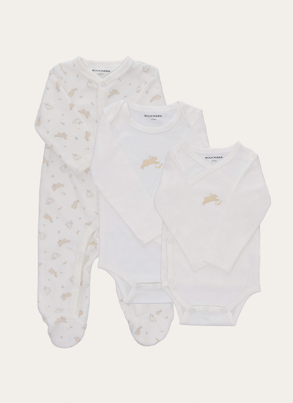 LAPIN SET GRENOUILLÈRE ET BODY ÉCRU