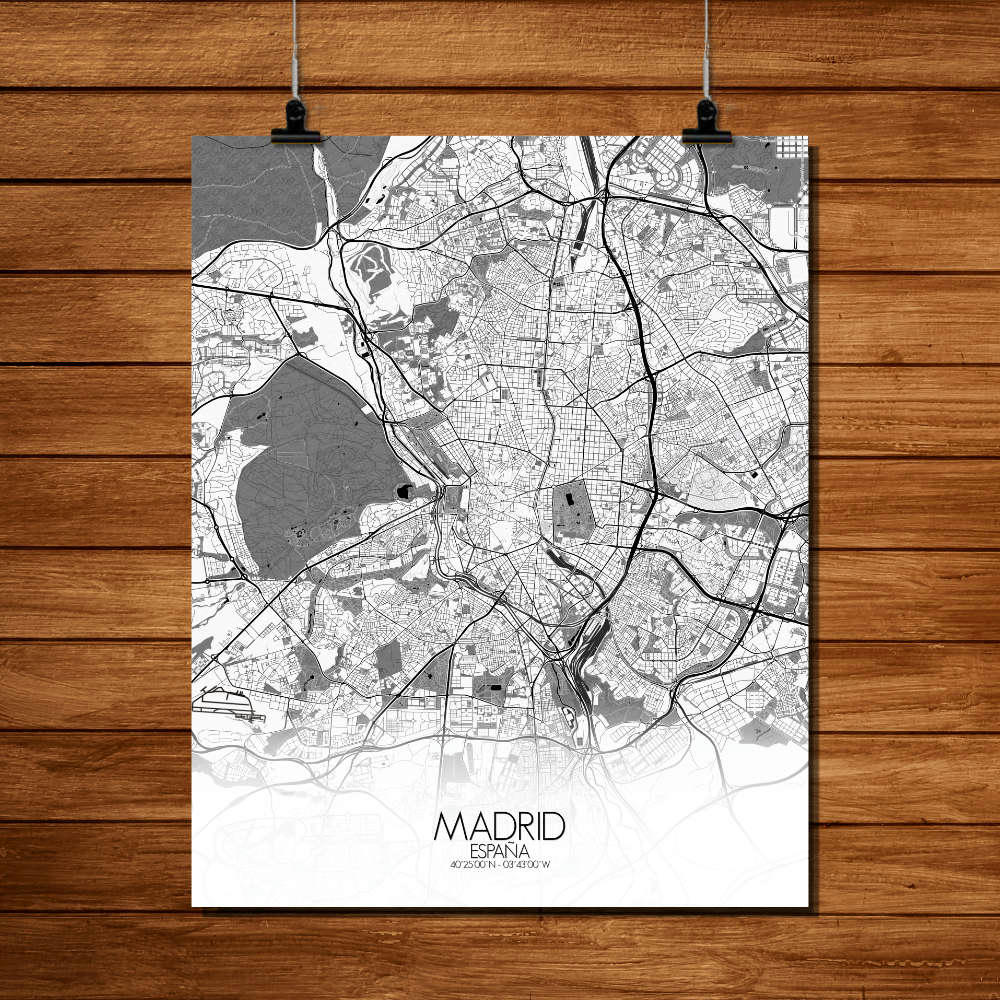 - Affiche Madrid Carte N&B 40x50