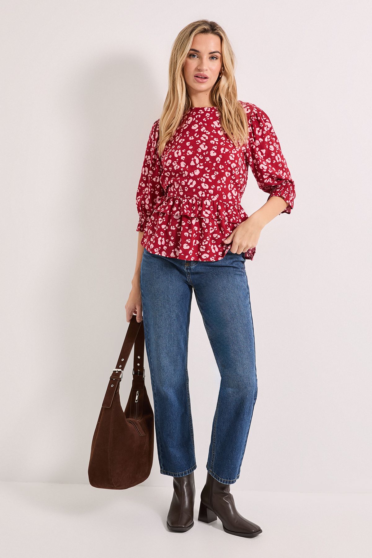 Dorothy Perkins Frill Peplum Hem Printed Blouse