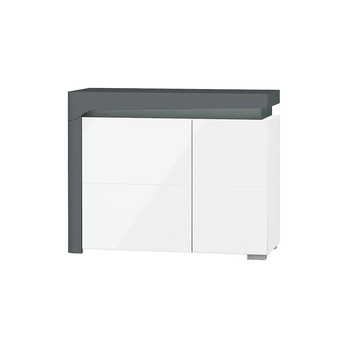 - Buffet 2 portes LED inclus stratifiés blanc et gris