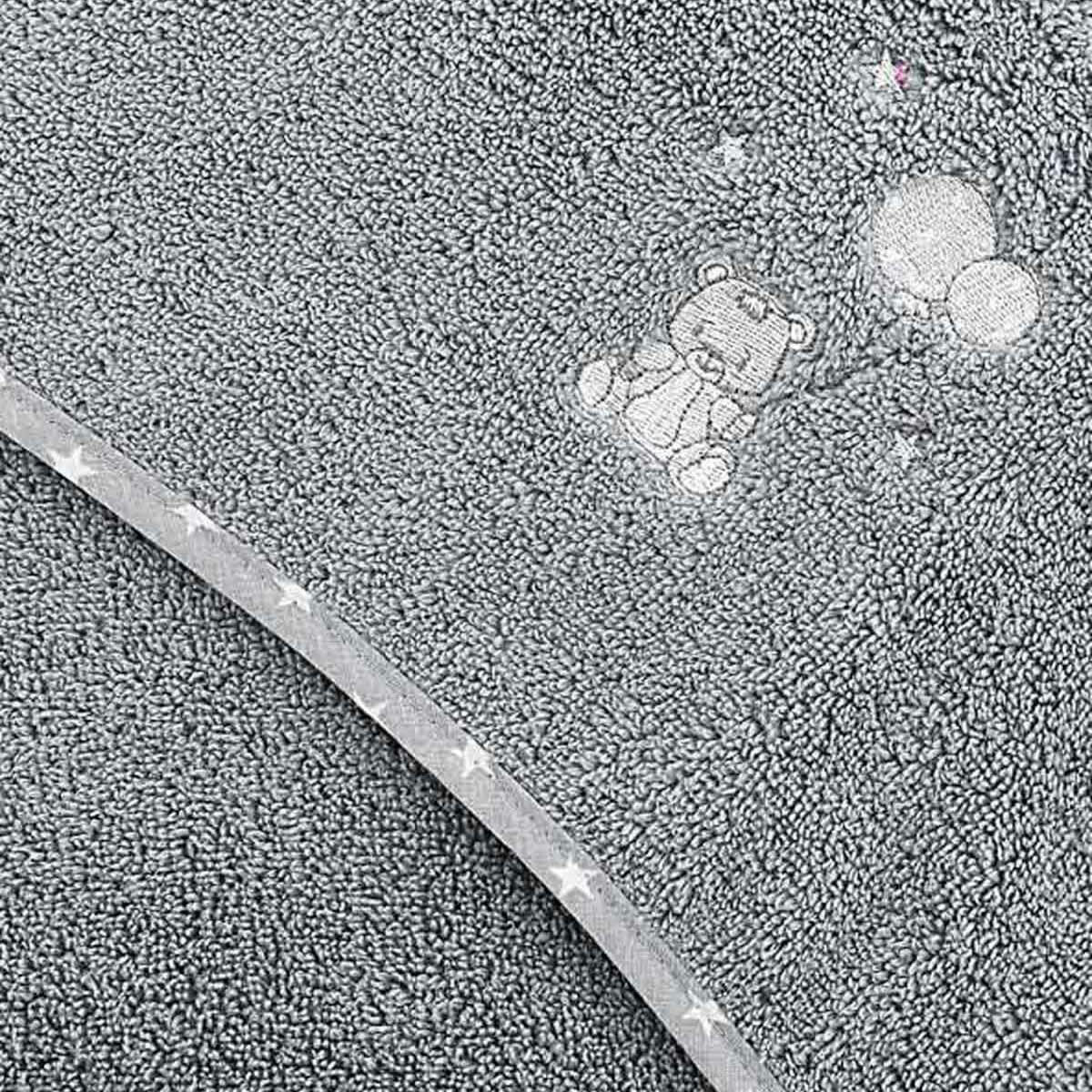 BABY SOFT OURS - Cape de bain bébé en coton peigné zéro twist  galet 75x75 cm