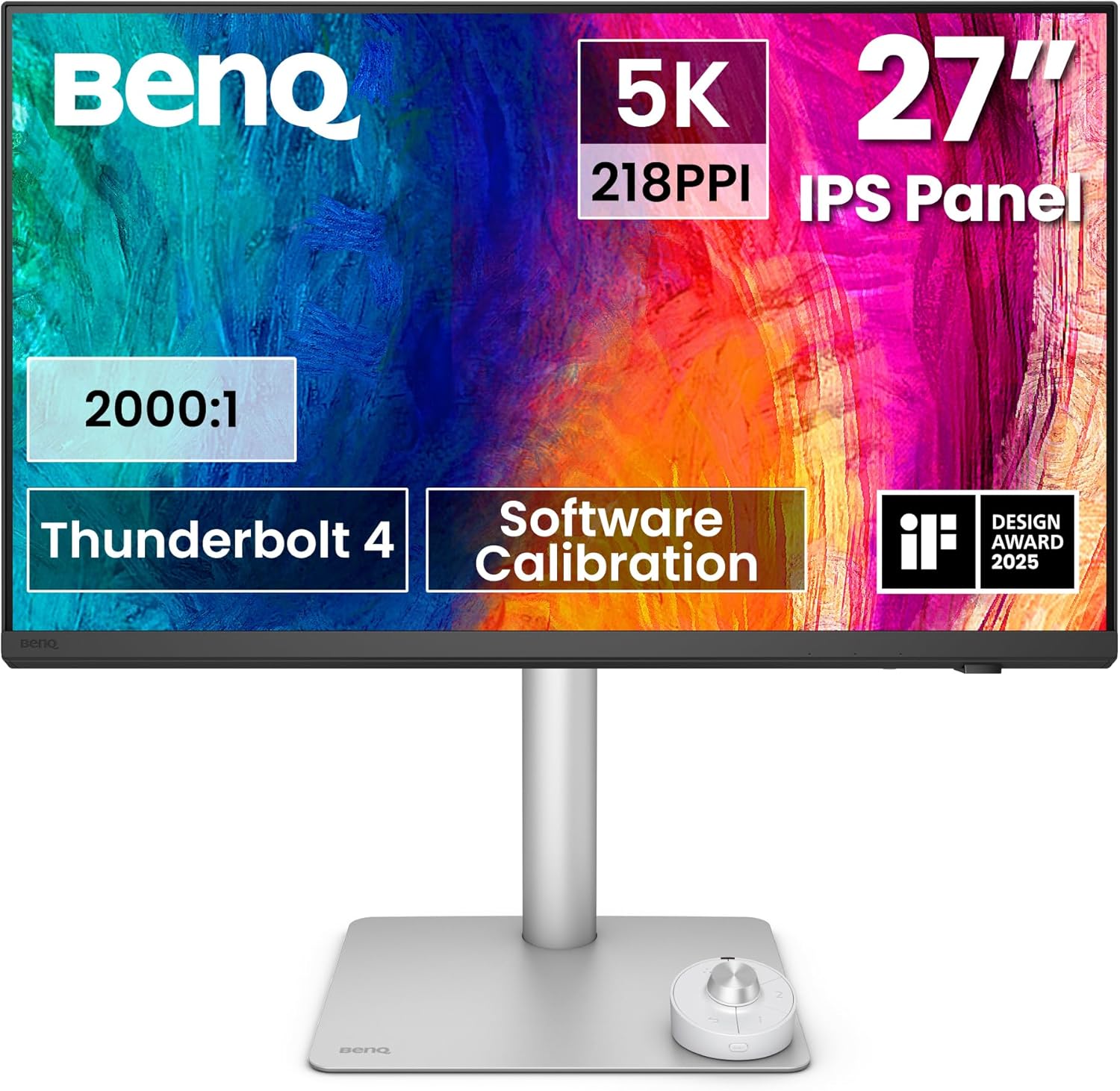 BenQ PD2730S 27 5K 218 PPI Mac Monitor  90W Thunderbolt 4  98% P3  Uniformity  2000:1 Contrast  Nano Matte Panel  Daisy Chain  KVM  Height Adjustable  for 3D Artists  VFX Animators  Game Designers