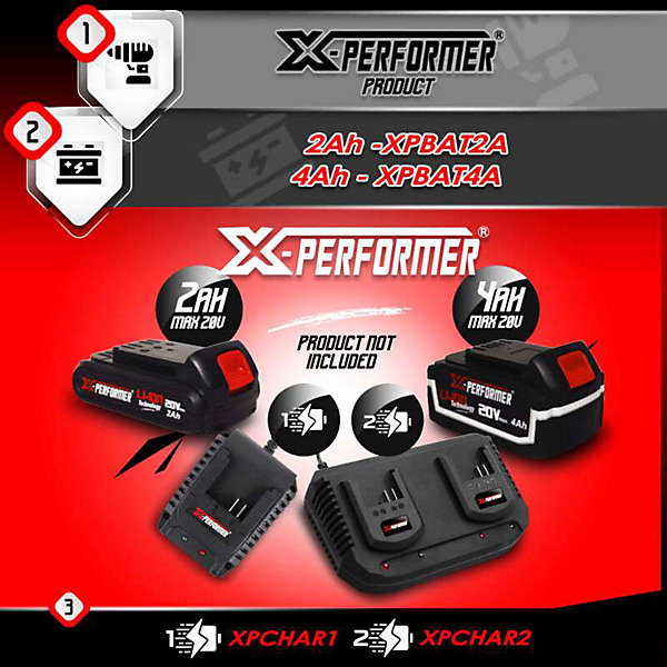Meuleuse d'angle - X-Performer XPAG11520LI - 20V - 115mm - sans batterie ni chargeur