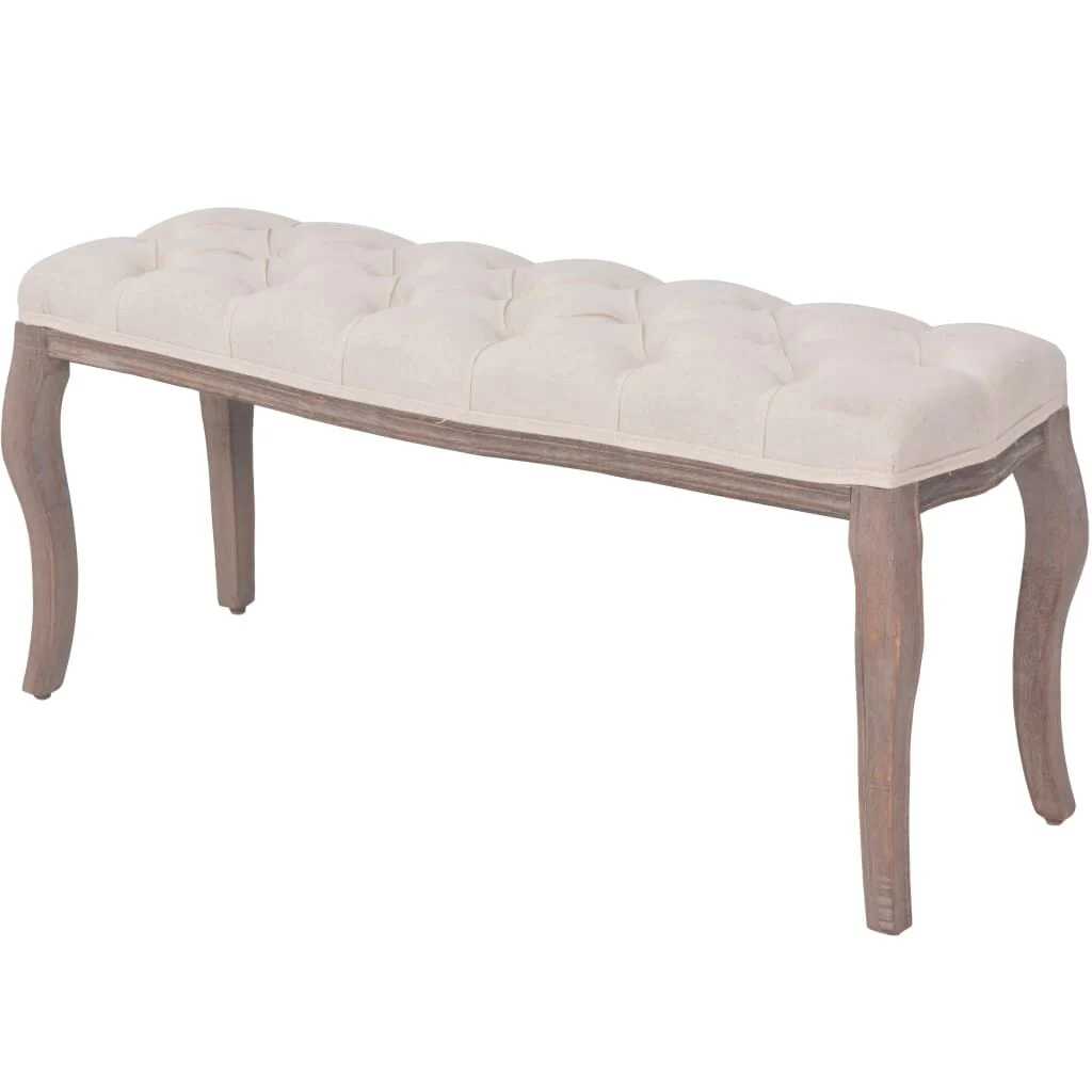 vidaXL Bench Upholstered Dining Bench for Bedroom Living Room Linen Solid Wood - 43.3 x 15 x 18.9