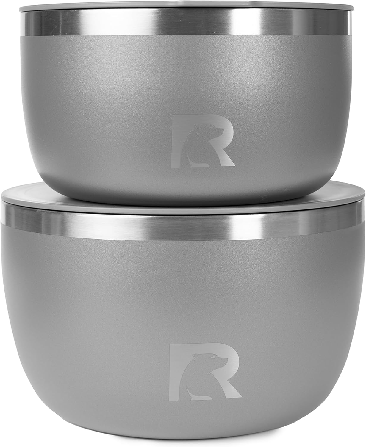 RTIC Anywhere Stainless Steel Bowl Set Of Two, Camping Bowls With Lids, Vacuum Insulated, Stackable Durable Outdoor Dinnerware, Non Slip, Dishwasher Safe, Dinner Outside, Campfires Travel, Graphite