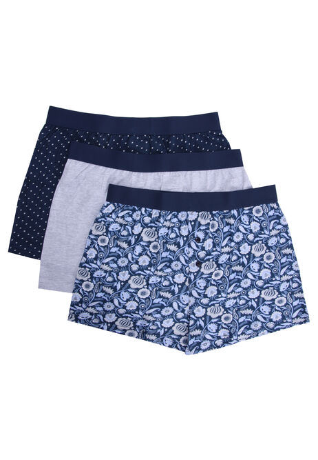 Mens 3pk Navy Paisley Loosefit Boxers