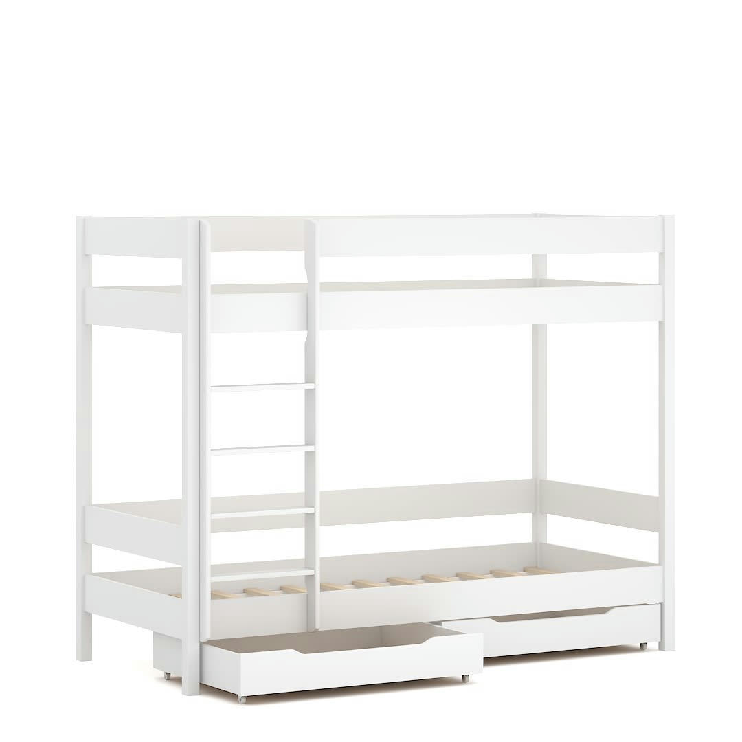 - Lit superposé en pin massif&MDF 180x80 blanc