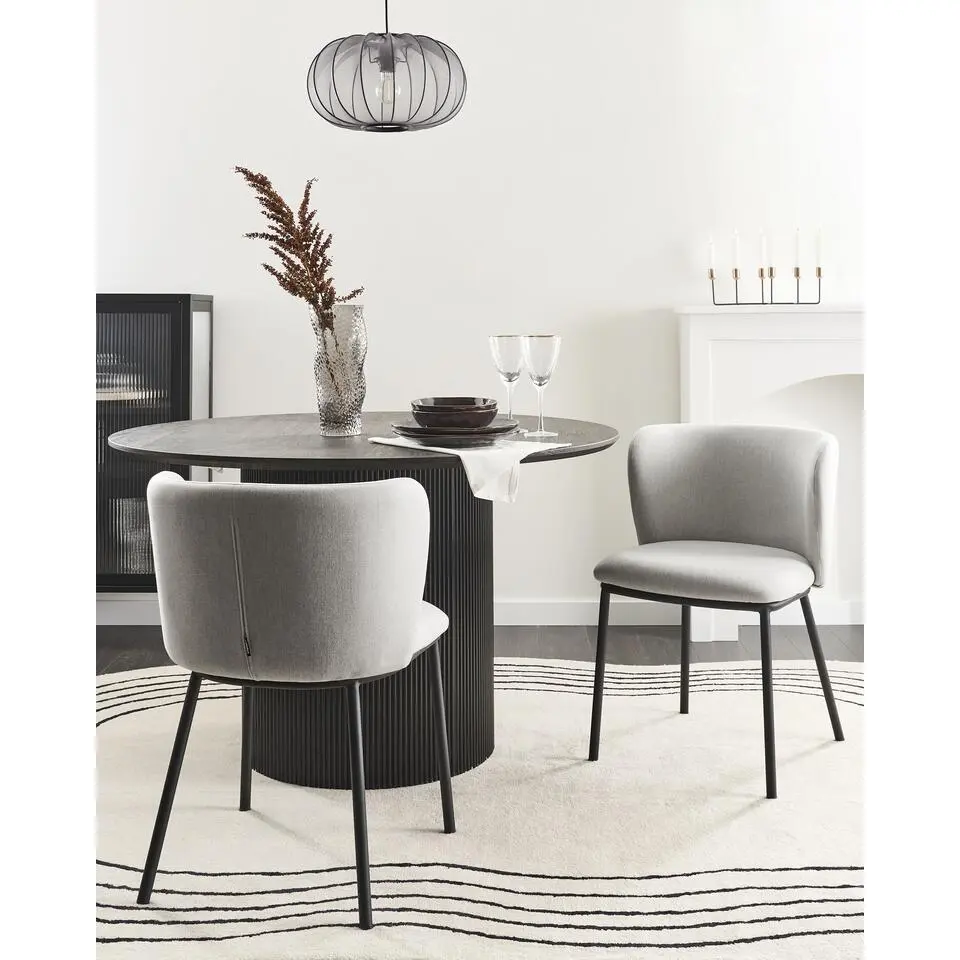 MINA - Eetkamerstoel set van 2 - Lichtgrijs - Polyester