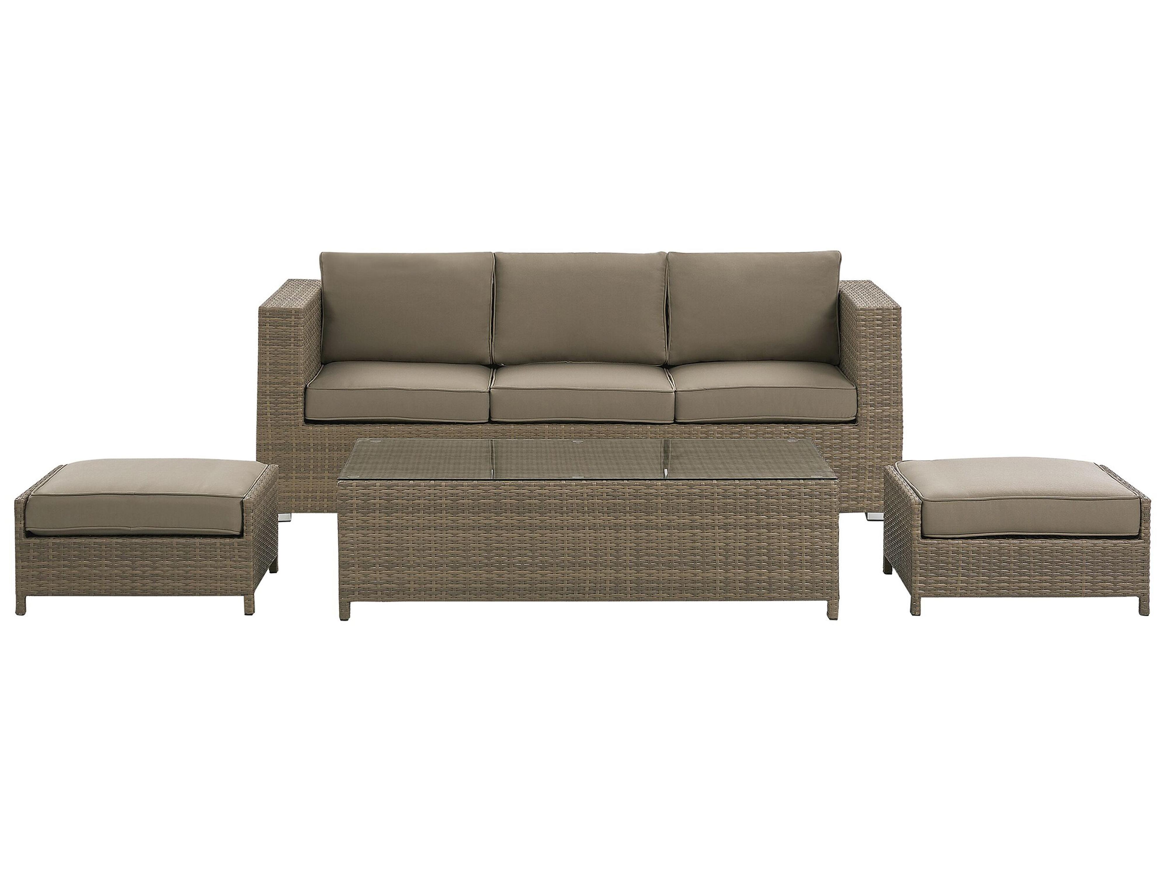 Garden Lounge Set with Table 5 Seater BELLUNO PE Rattan Brown