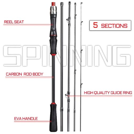 NNEOBA 2.1M Carbon Fiber Casting Rod 6-Section Black