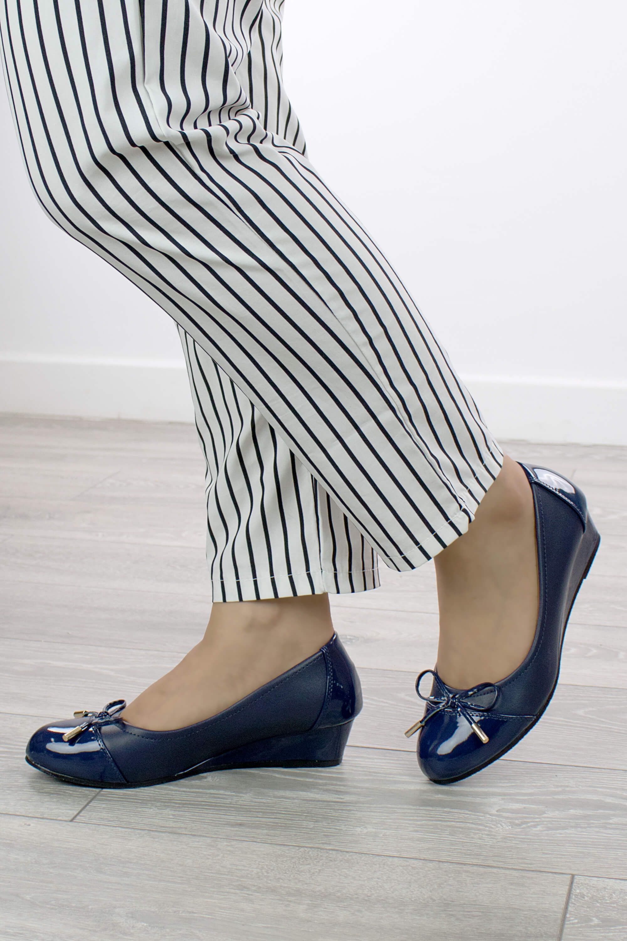 AJVANI Mid Wedge Heel Comfort Ballerina Dolly Court Shoes