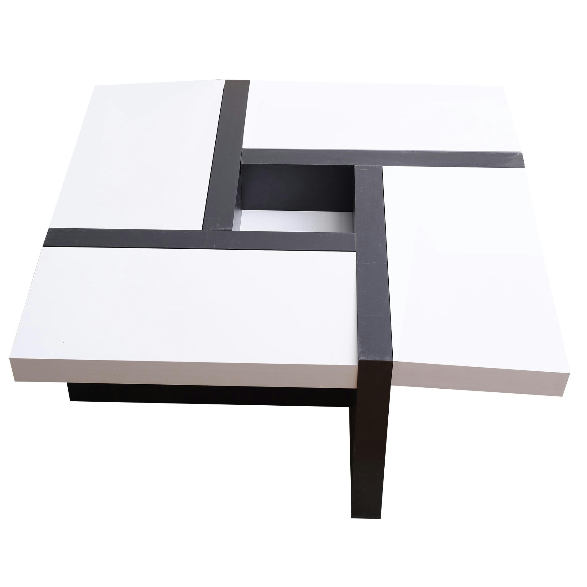 MODERN - Table basse carreè en MDF noir et blanc