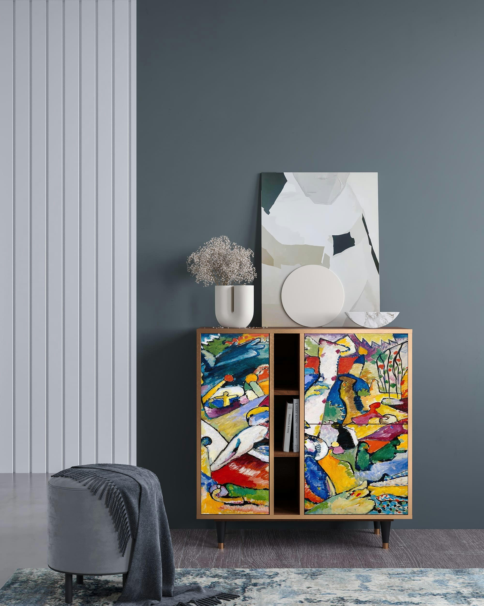 IMPROVISATION 26 BY WASSILY KANDINSKY - Buffet  multicolore 3 portes L 94 cm