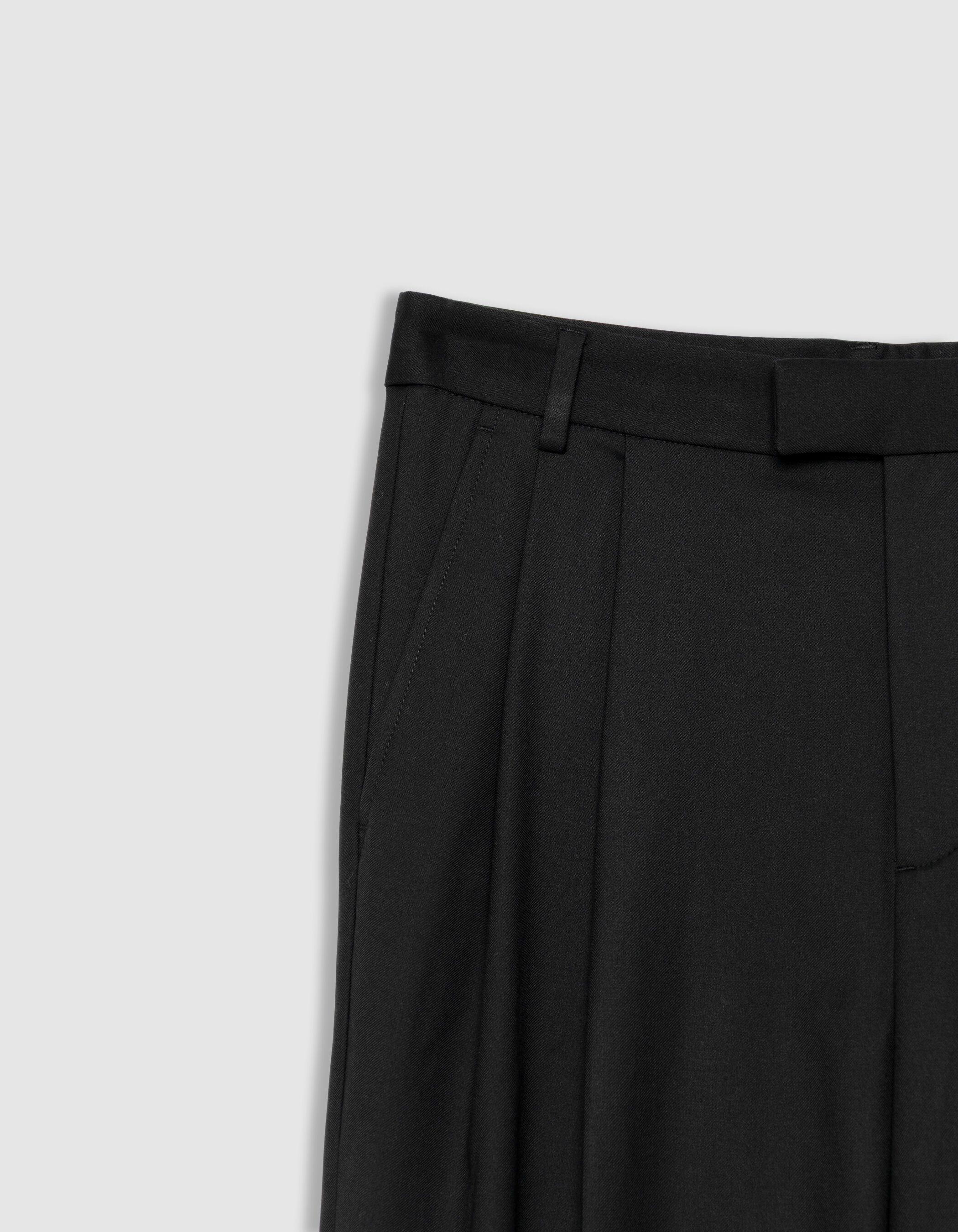 Pantalon noir cropped à revers Femme
