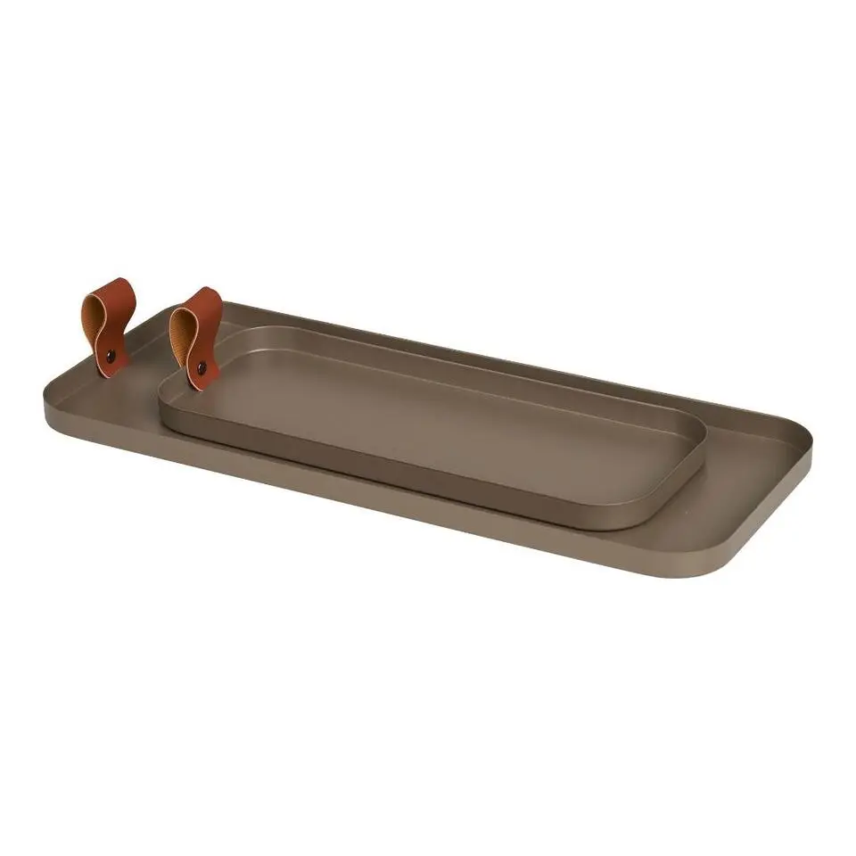 Hioshop Aila serveerschaal set van 2 bruin