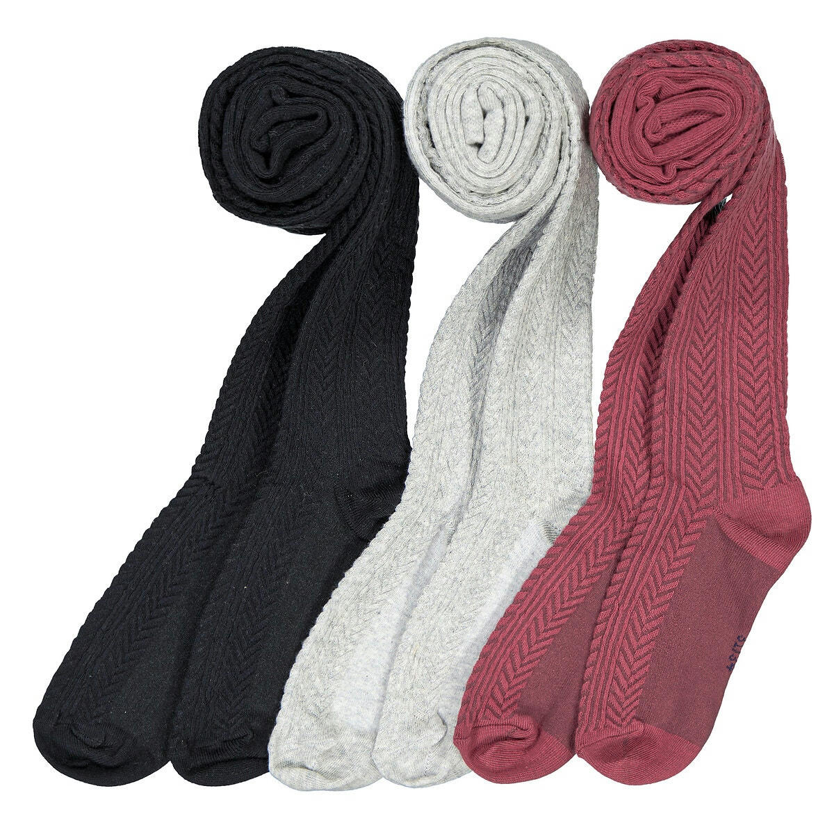 Lot de 3 paires de collants, maille torsadée