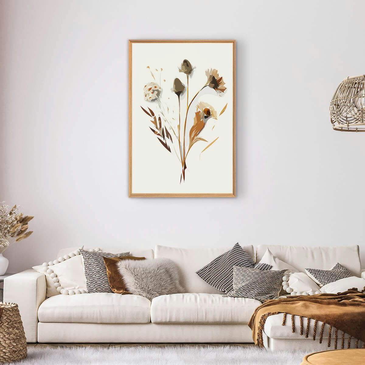 FLEUR - Tableau mural encadré fleurs réels 65x97 cm