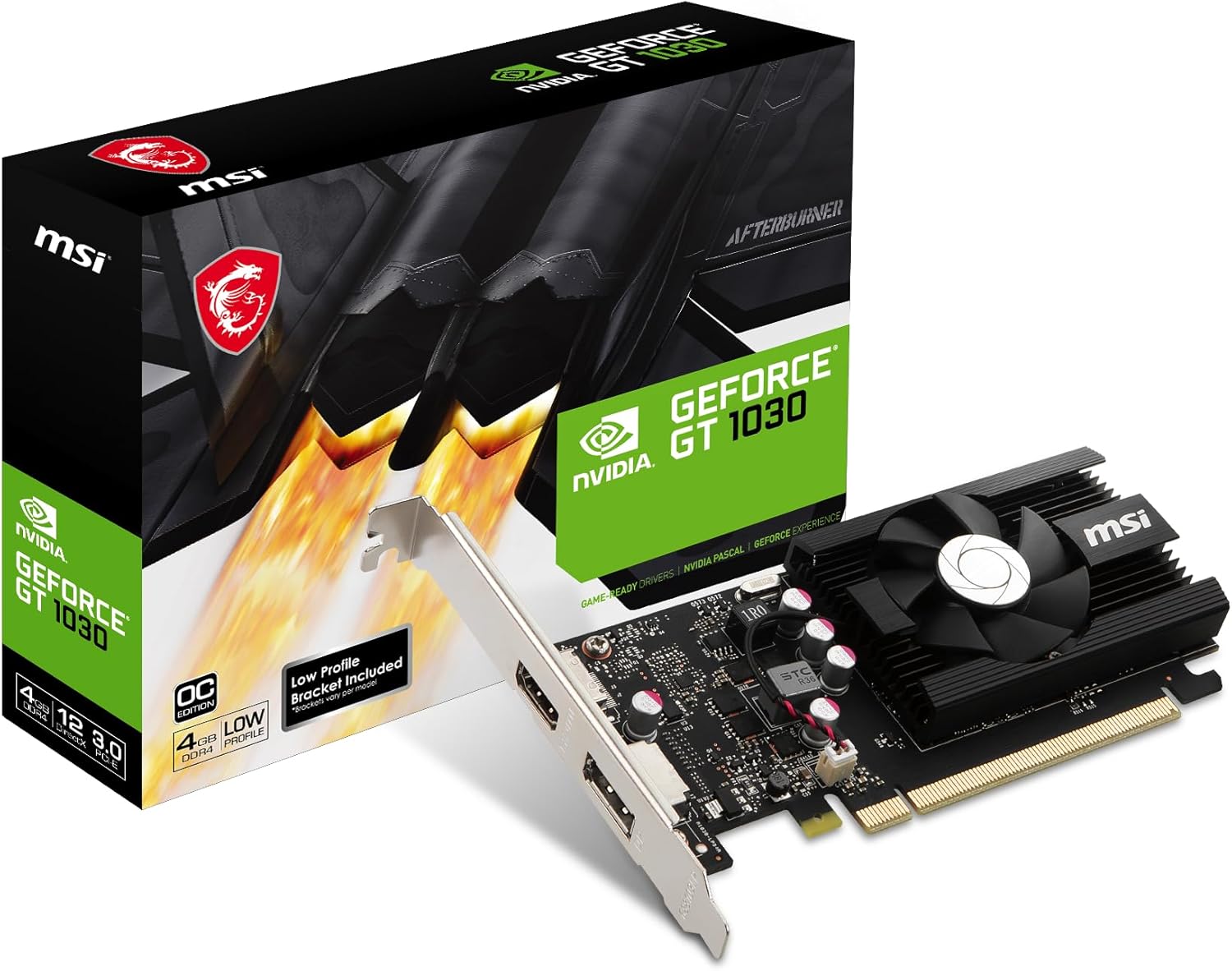 msi Gaming GeForce GT 1030 4GB DDR4 64-bit HDCP Support DirectX 12 DP/HDMI Single Fan OC Graphics Card (GT 1030 4GD4 LP OC)