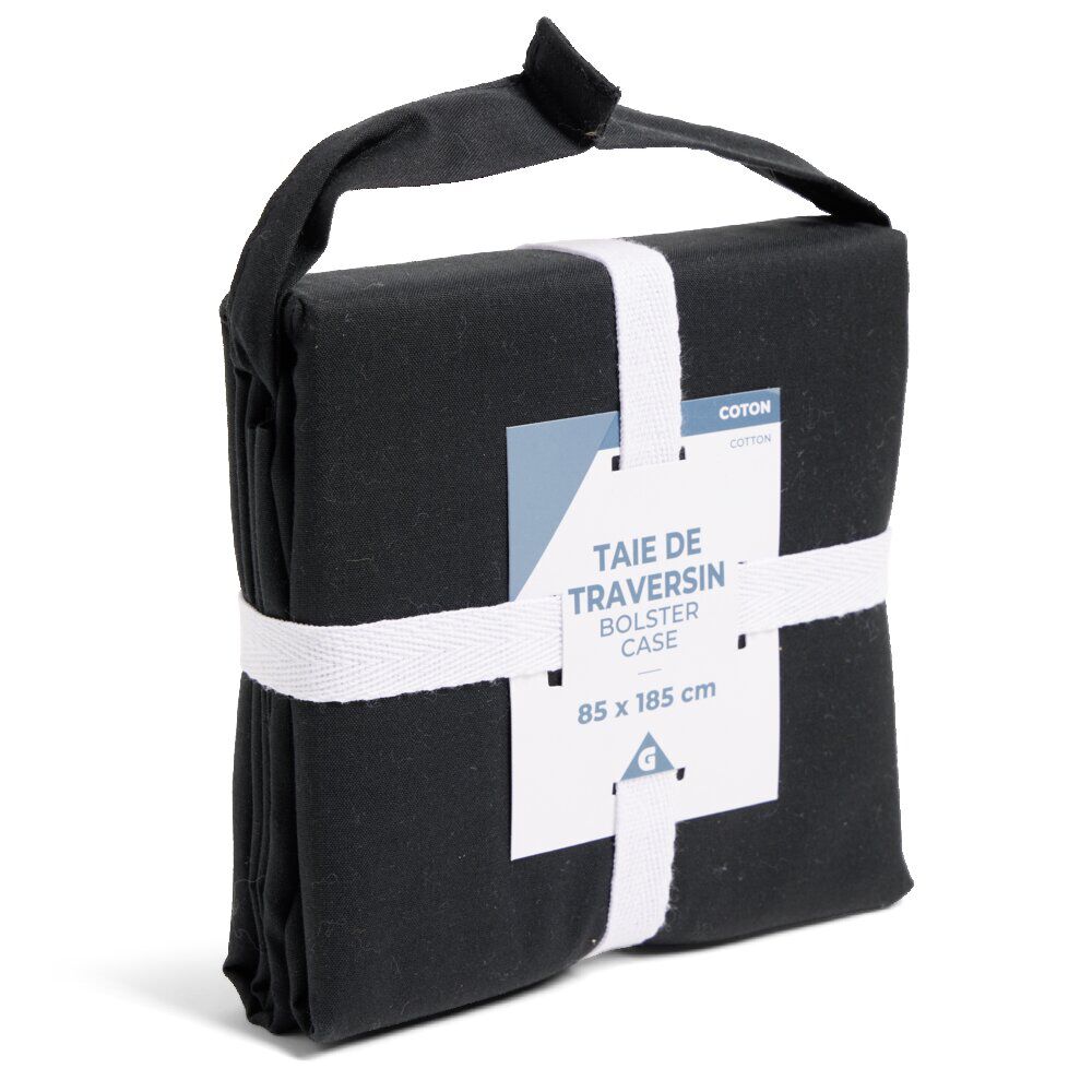 Taie de traversin 85x185cm 100% coton noir