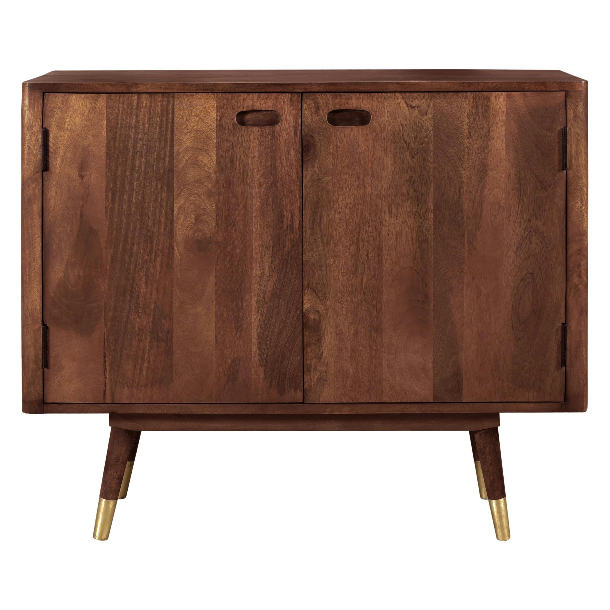 COLOMBO - Buffet en bois massif 2 portes et détails dorés