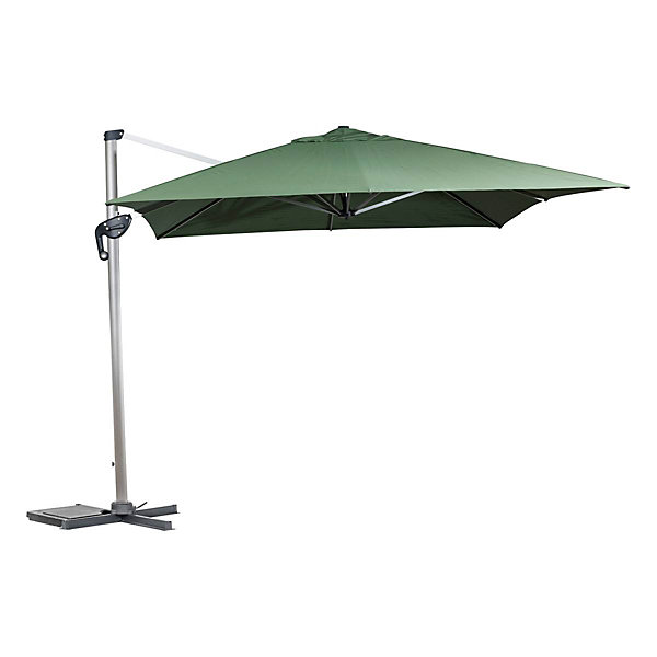 Parasol déporté rectangulaire éQUADOR vert olive 4 x 3m en aluminium et polyester - Hespéride
