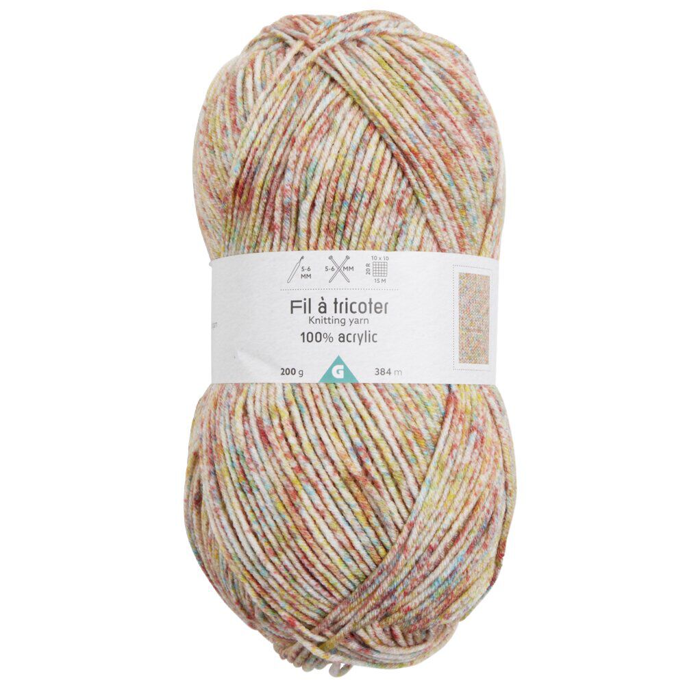 Pelote de fil à tricoter acrylique multicolore 200Gr